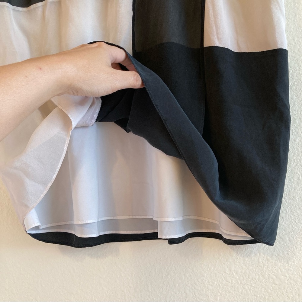 DKNY Black White Silk Layered Skirt Size M Sheer Panel Mini - Picture 4 of 10